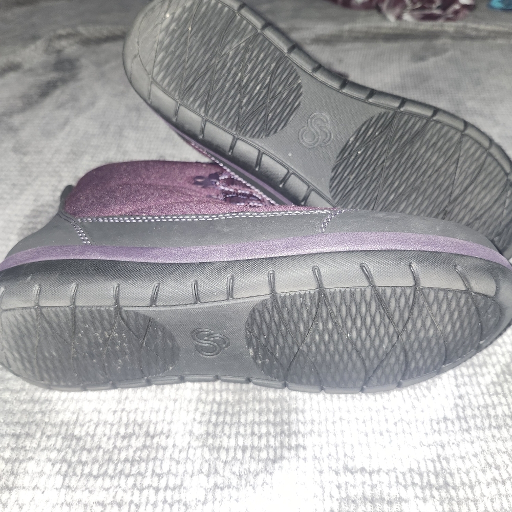 Clarks Cloudsteppers Womens Sz 8 M Shoes Purple Black Lace Up Comfort Ankle Boot - Picture 5 of 6